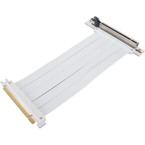 PCIe 4.0 x16 Riser Cable, 128Gbps Rate, EMI Shielding, 90 Degree Slot, Compatible with RTX 40/RX 7000 Series GPUs, White