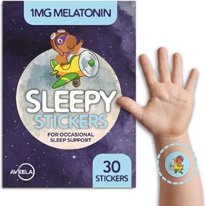 Bedtime Stickers by CAPY with MELATONIN - AVEELA's Sleep Patch is a Natural Sleeping Sticker for Kids (30 Sleep Stickers) - Sleepy Patches for Kids