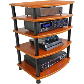 Rockville Bundle FLX Classic Wood Adjustable Height 4 Shelf Home Theater A/V Rack Stand Bundle Shelf for FLX Classic Wood Add-On Shelf + Tubes for FLX (2 Items)