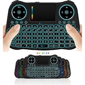 Wireless Mini Keyboard Remote Control Touchpad Mouse Combo Controller with RGB Backlit for Android TV Box Smart TV with OS+USB PC Computer Laptop Window OS HTPC Home Theater PC + USB 2.4GHz Dongle