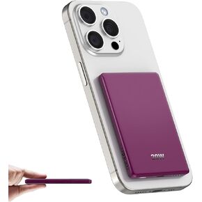 Dbasne Magnetic Portable Charger, 5,000mAh Mag-Safe Slim Wireless Power Bank with USB C PD 20W QC3.0 Wired Fast Charging, Battery Pack Compatible with iPhone 16/16 Pro/16 Pro Max/15/15 Pro Series