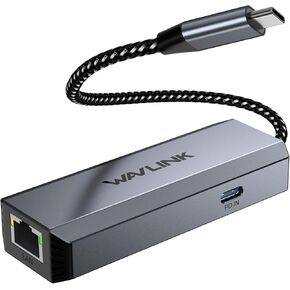 WAVLINK USB-C to Ethernet Adapter with 95W PD - 5Gbps High-Speed, Driver-Free Type-C to RJ45 Ethernet LAN Network Adapter Thunderbolt 5/4/3 Compatible for MacBook Pro/Air, iPad Pro, Dell XPS