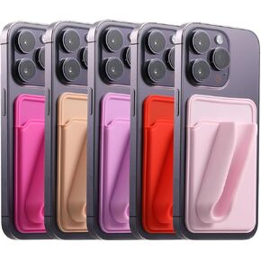 BIAJIYA Lip Gloss Phone Case Holder 5 Pack, Silicone Lip Gloss Phone Card Holder Back for Cell Phones (Pink)