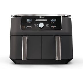 Ninja DZ401 Foodi 10 Quart 6-in-1 Dualzone XL 2-Basket Air Fryer مع 2 سلالين مستقلين ، مطابقة للطبخ والذكاء إلى الشواء ، اللحم ، الجفاف والمزيد من أجل Quick ، ​​Gray (متجدد)
