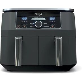 Ninja Ad150 Foodi 8 Quart 6-in-1 Dualzone 2-Basket Air Fryer مع سلالين مستقلين من القلي ، ومواقع الطهي والذكاء إلى الشواء ، والشفيف ، والجفاف والمزيد لوجبات سريعة وسهلة ، أسود (متجدد)