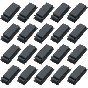 20PCS Black PA66 Self Adhesive Cable Management Clips Cord Organizer Kitchen Wire Winder for TV Computer Desktop Home Office Manage