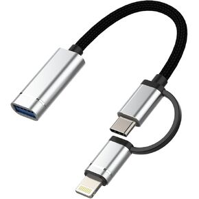 iPhone OTG Cable Adapter USB-A Female to USB C Lightning Male Converter Type 3.0 Dongle Camera Compatible for Samsung S22 LG MacBook iPhone15 Pro Max Plus 14 13 12 iPad 10、Air4/5、Mini6、Pro 12.9