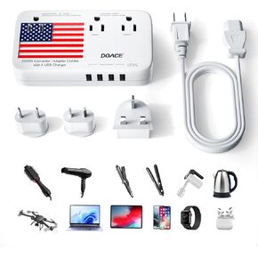 Upgraded 2200W 220V to 110V Converter for European Travel, Voltage Converter US to Europe for Hair Dryer Straightener Curling Iron, 2300W Power Adapter with USB for Laptop Tablet Camera Cell Phone