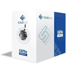 CAT5e Ethernet Cable – 24AWG Solid UTP Unshielded CAT 5E, High-Speed Network, RJ45 CCA, Easy Pull Box (1000 FT, Black)