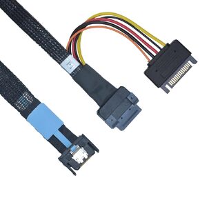 PCIe 5.0 MCIO x4 to EDSFF 1C Cable for E1.S E1.L E3.S E3.L SSD with 15P Power, 1.6ft(50 cm)
