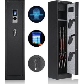 STABAR Gun Safe Biometric Rifle Gun Safe Box with Facial Recognition Handgun Pockets and Built-in Lockable Box, and Silent Mode