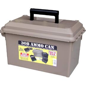 MTM ACC308 308-Caliber Ammo Can with 4 RM-100 Boxes, Holds 400 rounds, Rugged polypropylene plastic, Water-resistant seal, latching system, Double padlock tapped for security, Dark Earth