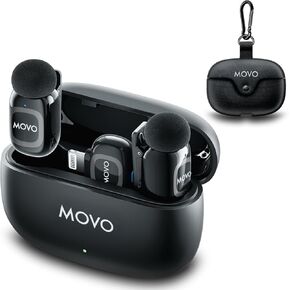 Movo NanoMic Dual USB-C Wireless Microphone for iPhone 15/16 and Up, Android, iPad Pro & Laptops – Wireless Lavalier Mic for USB-C Smartphones & Devices, Great for Vlogging & TikTok