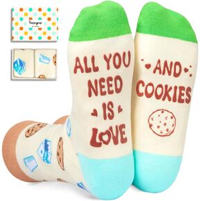 HAPPYPOP Cookies Gift Baker Gifts للرجال والنساء، جوارب الخبز، جوارب حليب البسكويت