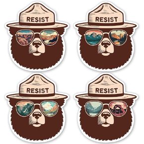 Funny Smokey The Bear Sticker, Retro Resist Protect Our National Parks Stickers for Water Bottle Car Laptop Camping, Smokey The Bear Patch Gifts for Men, Women, Nature Lovers