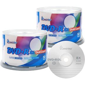 Smartbuy Logo 100-disc 8.5gb/240min 8X DVD+r Dl Dual Layer Double Layer Blank Data Record Media Disc Spindle