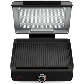Ninja Sizzle Indoor Grill, 500°F High Heat Kitchen Grill with Nonstick 14 Inch Plate, Low-Smoke Technology, Edge-to-Edge Heating, Family-Sized Capacity, Countertop Cooking Tool (GR100)