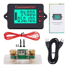 ZORZA 1Pcs USB-Enabled Coulometer 8-120V 100A Digital Battery Capacity Tester & Voltmeter/Ammeter with Shunt for RVs Electric Vehicles Solar Systems and Battery Monitoring