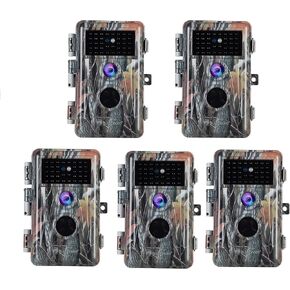 5-Pack Game & Trail Camera, 64MP 1296P H.264 MP4 Video Cam with 940nm No Glow Night Vision Motion Activated IP66 Waterproof for Outdoor Wildlife Monitoring, Yard Security, Animal Observation