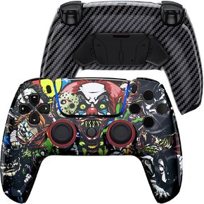 eXtremeRate Luna Redesigned Scary Party Front Shell Touchpad Compatible with ps5 Controller BDM-010 020 030 040 050, Programable 4 Back Buttons RISE4 Remap Kit for PS5 Controller BDM-010 BDM-020