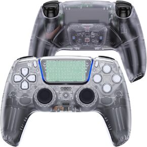 eXtremeRate Luna Redesigned Clear Front Shell Touchpad Compatible with ps5 Controller BDM-010 020 030 040 050, Programable 4 Back Buttons RISE4 Remap Kit for PS5 Controller BDM-010 BDM-020