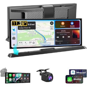2025 JELKUZ 11.26''APPLE CARPLAY شاشة للسيارة اللاسلكية للتشغيل وأجهزة استقبال صوت السيارات AUTO AUTO مع كاميرا احتياطية/Bluetooth/GPS التنقل/التحكم الصوتي/OEM Style Bracket