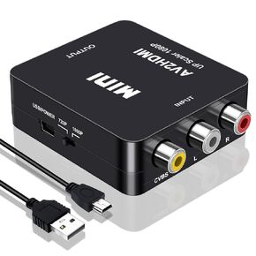 Meliya RCA إلى محول HDMI ، AV إلى محول HDMI ، 1080p Mini RCA CVBS CVBS Audio Adapter دعم PAL/NTSC لمشغلات TV/PC/PS3/PS4/LAPTOP/STB/XBOX VHS/VCR/BLUE-RAY DVD
