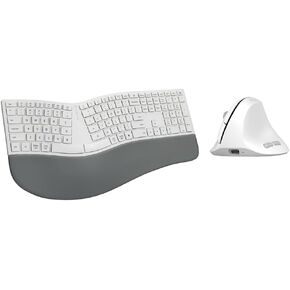 DeLUX Wireless Full Size Ergonomic Keyboard and Lightweight Vertical Mouse Combo-White