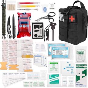 شعار OD 242 PC KIT AID AID AID Survival مجموعة مع TROUTLIQUET KIT | MOLLE IFAK MED KIT | طوارئ الطوارئ الطبية طقم | معدات البقاء على قيد الحياة | صنع في الولايات المتحدة وآسيا