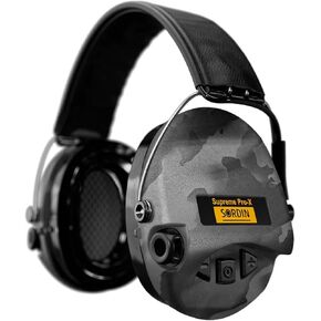 Sordin Pro-X LED Ear Muffs (Limited Night Camo Edition) - Active and Electronic Ear Defenders - Earmuffs for Hunting & Shooting