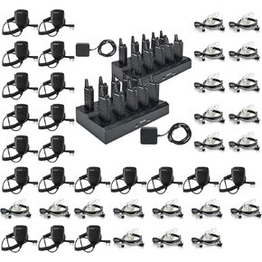 Retevis RT22 Walkie Talkies(20 Pack) Bundle with Walkie Talkie Microphone with Earpiece(20 Pack),with 10 Multi Way Charger,Charging Progress Bar,Compatible with Retevis RT21 H-777 RT22 RT22S