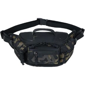 CamGo Tactical Fanny Pack for Men Women Expandable Military Waist Bag Hip Belt Bumbag Utility Bags for Hiking Climbing Fishing (#01-Black)