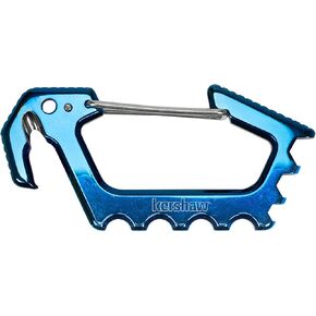 Kershaw Jens Carabiner Blue (1150BLUX), 3.6-In. Multi-Functioning Carabiner, Stainless Steel with Titanium Carbo-Nitride Coating, Cord Cutter, Bottle Opener, Hex Drives 0.125", 0.1875", 0.25", 2.5 OZ.