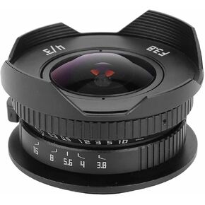 8mm Wide Angle Lens, F3.8 Fish Eye 4/3 Mount Mirrorless Sealed Design Wide Angle Fisheye Lens for OLY mpus M4/3 Mount Camera