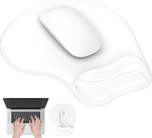 Mouse Pad with Gel Wrist Rest, Ergonomic Comfortable Computer Wrist Support for Laptop, Pain Relief Mousepad with Non-Slip PU Base for Office & Home Clear in Saudi Arabia