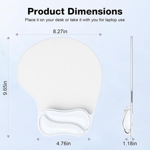 Mouse Pad with Gel Wrist Rest, Ergonomic Comfortable Computer Wrist Support for Laptop, Pain Relief Mousepad with Non-Slip PU Base for Office & Home Clear in Saudi Arabia