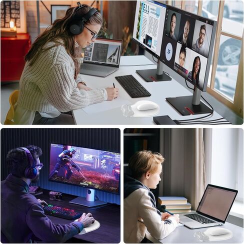 Mouse Pad with Gel Wrist Rest, Ergonomic Comfortable Computer Wrist Support for Laptop, Pain Relief Mousepad with Non-Slip PU Base for Office & Home Clear in Saudi Arabia