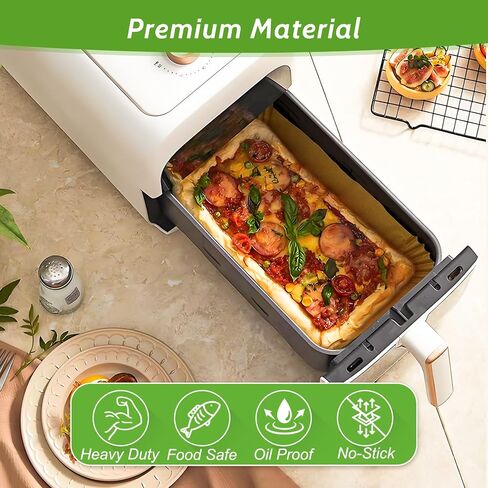 360 Pcs 8.7" x 5.5" Unbleached Heavy Duty Air Fryer Paper Liners Disposable, Non-Stick & Non-Leak Parchment Paper Liners for Airfryer Basket, Deep Fryer Parts & Accessories in Kuwait