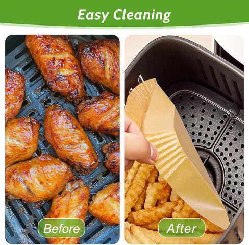 360 Pcs 8.7" x 5.5" Unbleached Heavy Duty Air Fryer Paper Liners Disposable, Non-Stick & Non-Leak Parchment Paper Liners for Airfryer Basket, Deep Fryer Parts & Accessories in Kuwait