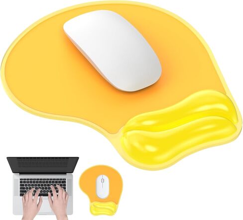 Mouse Pad with Gel Wrist Rest, Ergonomic Comfortable Computer Wrist Support for Laptop, Pain Relief Mousepad with Non-Slip PU Base for Office & Home Clear in Saudi Arabia