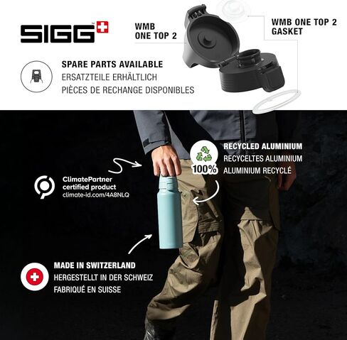 Sigg - Aluminum Water Bottle - WMB Pathfinder Alu - ClimatePartner Certified - Suitable For Carbonated Beverages - Leakproof & Lightweight - BPA Free - Grey - 0.75 L in Saudi Arabia