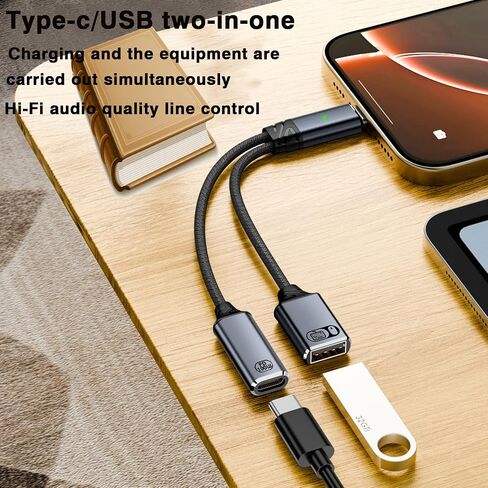 USB C to USB OTG Adapter,2-in-1 USB-C Distributor,100W Fast Charging,Suitable for iPhone 15/15 Pro Max,MacBook Pro Air,Galaxy S24,Pixel 7 in Saudi Arabia