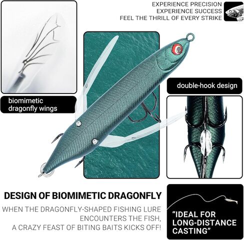 top Water bass Fishing Lures - bass Lures with Glide Bait Technology for Whopper plopper Fishing Lure Enthusiasts, Designed for Water Dragonfly Big bass Blow ups in Saudi Arabia
