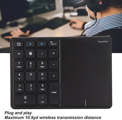 Ebtools 2 في 1 لوحة مفاتيح Numeric Portable ، بطارية 500 مللي أمبير في الساعة ، BT4.2 2.4G للفوز ، iOS ، و OS X (أسود) in Kuwait