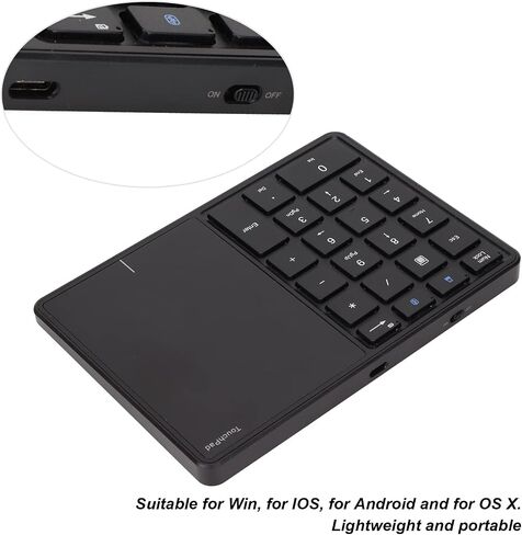 Ebtools 2 في 1 لوحة مفاتيح Numeric Portable ، بطارية 500 مللي أمبير في الساعة ، BT4.2 2.4G للفوز ، iOS ، و OS X (أسود) in Kuwait
