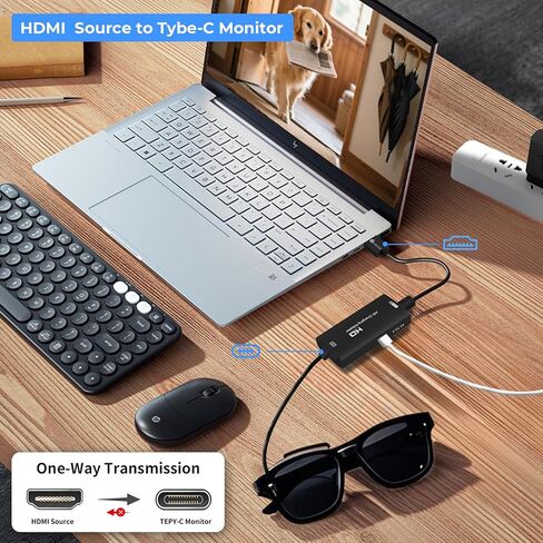 Guermok AR Glasses HDMI to USB-C Display Adapter, 4K@60Hz Play and Charge XR Converter with DC 5V, for XREAL One/Air 2 Pro/RayNeo/Rokid, Steam, Switch 2/1, PS5/4, Portable Monitors (Black) in Saudi Arabia