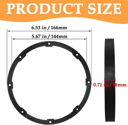 2 Pcs 6.5-inch Universal Speaker Spacers, Car Stereo Subwoofer Speaker Ring Mounting Adaptor Bracket for Car Audio/Boats/Trucks/RV (Black，Hollow) in Saudi Arabia