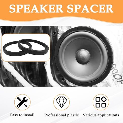 2 Pcs 6.5-inch Universal Speaker Spacers, Car Stereo Subwoofer Speaker Ring Mounting Adaptor Bracket for Car Audio/Boats/Trucks/RV (Black，Hollow) in Saudi Arabia