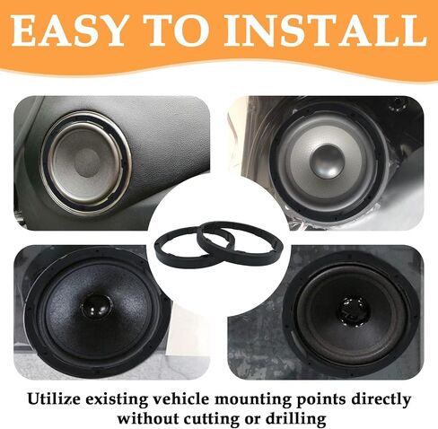 2 Pcs 6.5-inch Universal Speaker Spacers, Car Stereo Subwoofer Speaker Ring Mounting Adaptor Bracket for Car Audio/Boats/Trucks/RV (Black，Hollow) in Saudi Arabia