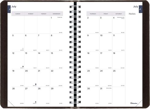 Blueline Essential Academic Weekly/Monthly Planner, 13 Months, July 2023 to July 2024, Twin-Wire Binding, Soft Vicuana Cover, 8" x 5", Black (CA101.BLK-24) in Kuwait